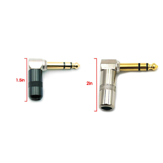 Dragon Switch | TRS Right Angled Short Barrel Form Factor Stereo Plugs 1/4 Gold tip Black