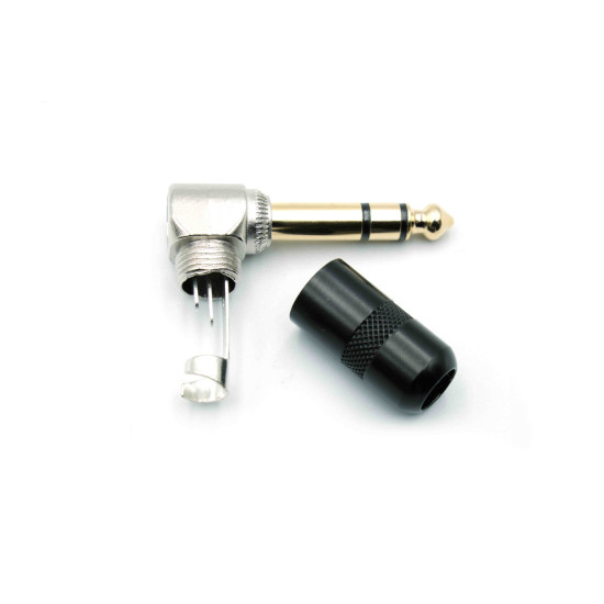 Dragon Switch | TRS Right Angled Short Barrel Form Factor Stereo Plugs 1/4 Gold tip Black