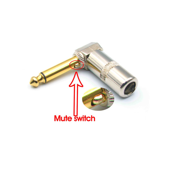 Dragon Switch | TS Right Angled Nickel Mute Mono Plugs 1/4 Gold tip