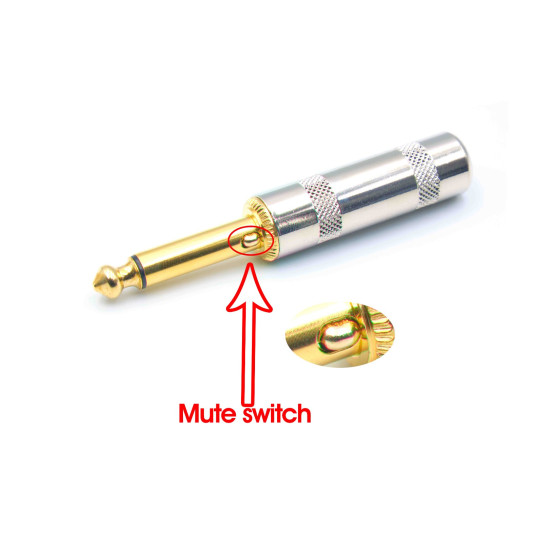 Dragon Switch | TS Straight Mono Nickel Mute Plugs 1/4  Gold tip
