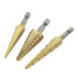 3pcs Step Drill Bit Set Steel Titanium Nitride Coated - 1/4