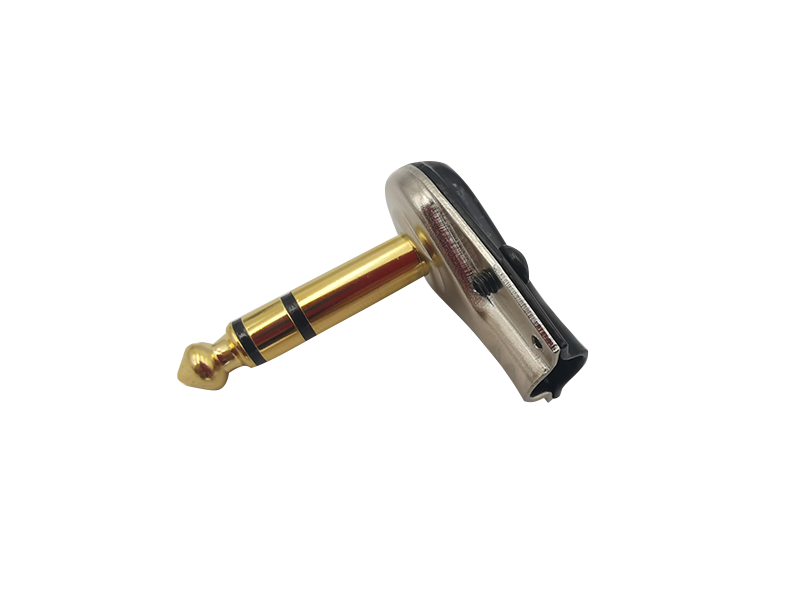 TRS Right Angled Stereo Pancake Plugs 1/4 Gold tip and nickel body
